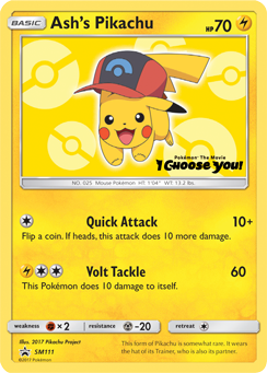 Ash's Pikachu z edície SM Black Star Promos, karta č.SM111