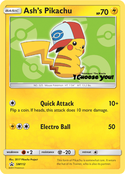 Ash's Pikachu z edície SM Black Star Promos, karta č.SM112