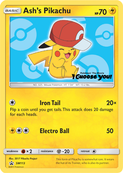 Ash's Pikachu z edície SM Black Star Promos, karta č.SM113