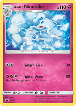 Alolan Ninetales z edície SM Black Star Promos, karta č.SM128
