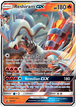 Reshiram-GX z edície SM Black Star Promos, karta č.SM137