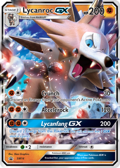 Lycanroc-GX z edície SM Black Star Promos, karta č.SM14