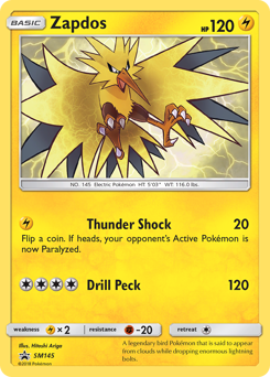 Zapdos z edície SM Black Star Promos, karta č.SM145