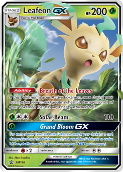Leafeon-GX z edície SM Black Star Promos, karta č.SM146