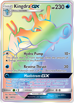 Kingdra-GX z edície SM Black Star Promos, karta č.SM155