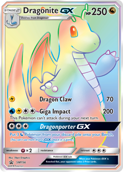 Dragonite-GX z edície SM Black Star Promos, karta č.SM156