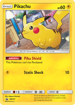 Pikachu z edície SM Black Star Promos, karta č.SM157