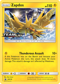 Zapdos z edície SM Black Star Promos, karta č.SM159