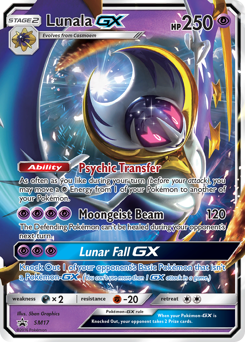 Lunala-GX z edície SM Black Star Promos, karta č.SM17