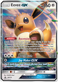 Eevee-GX z edície SM Black Star Promos, karta č.SM174
