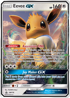 Eevee-GX z edície SM Black Star Promos, karta č.SM176