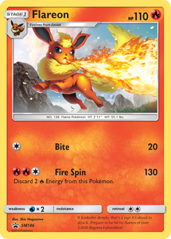 Flareon z edície SM Black Star Promos, karta č.SM186