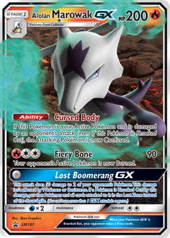 Alolan Marowak-GX z edície SM Black Star Promos, karta č.SM187