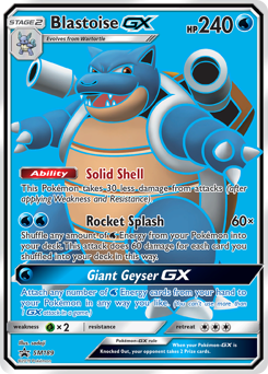 Blastoise-GX z edície SM Black Star Promos, karta č.SM189