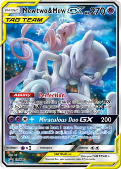 Mewtwo & Mew-GX z edície SM Black Star Promos, karta č.SM191