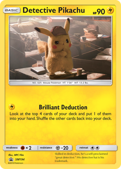 Detective Pikachu z edície SM Black Star Promos, karta č.SM194