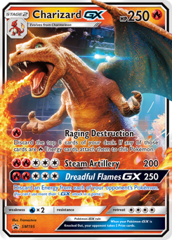 Charizard-GX z edície SM Black Star Promos, karta č.SM195