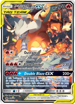Reshiram & Charizard-GX z edície SM Black Star Promos, karta č.SM201