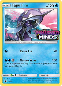 Tapu Fini z edície SM Black Star Promos, karta č.SM203