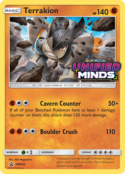 Terrakion z edície SM Black Star Promos, karta č.SM205
