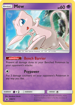 Mew z edície SM Black Star Promos, karta č.SM215