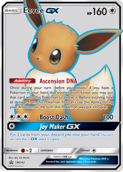 Eevee-GX z edície SM Black Star Promos, karta č.SM242