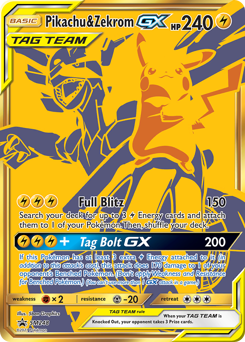 Pikachu & Zekrom-GX z edície SM Black Star Promos, karta č.SM248
