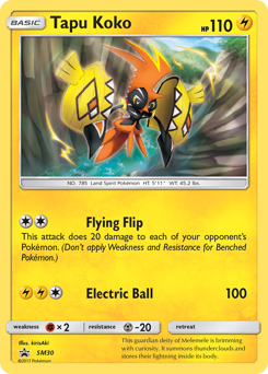 Tapu Koko z edície SM Black Star Promos, karta č.SM30