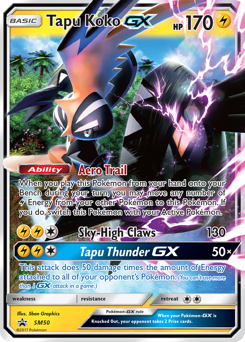 Tapu Koko-GX z edície SM Black Star Promos, karta č.SM50