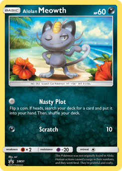 Alolan Meowth z edície SM Black Star Promos, karta č.SM51