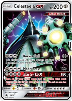 Celesteela-GX z edície SM Black Star Promos, karta č.SM67