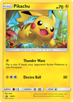 Pikachu z edície SM Black Star Promos, karta č.SM76