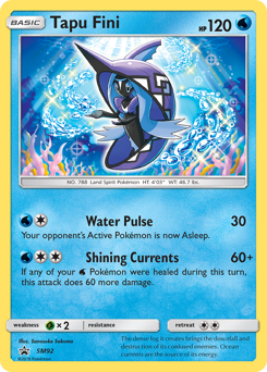 Tapu Fini z edície SM Black Star Promos, karta č.SM92
