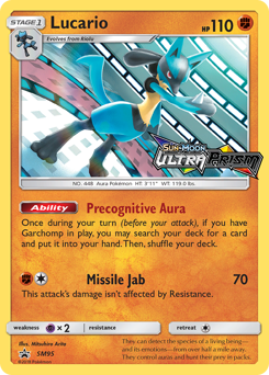 Lucario z edície SM Black Star Promos, karta č.SM95