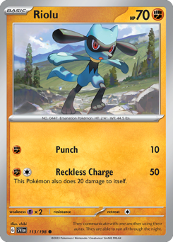 Riolu z edície Scarlet & Violet, karta č.113