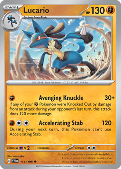 Lucario z edície Scarlet & Violet, karta č.114