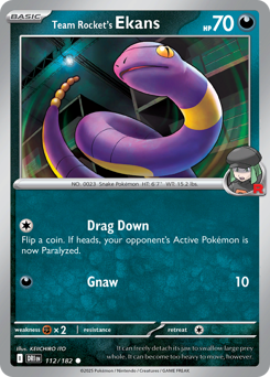 Team Rocket's Ekans z edície Destined Rivals, karta č.112