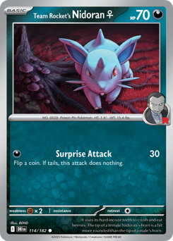 Team Rocket's Nidoran♀ z edície Destined Rivals, karta č.114