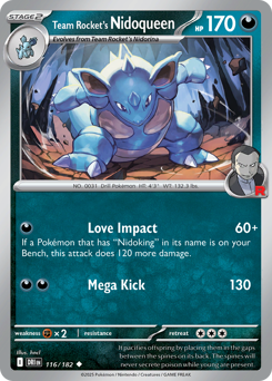 Team Rocket's Nidoqueen z edície Destined Rivals, karta č.116
