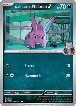 Team Rocket's Nidoran♂ z edície Destined Rivals, karta č.117