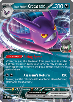 Team Rocket's Crobat ex z edície Destined Rivals, karta č.122