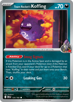 Team Rocket's Koffing z edície Destined Rivals, karta č.125
