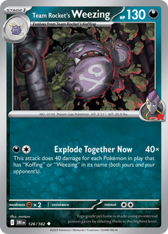 Team Rocket's Weezing z edície Destined Rivals, karta č.126