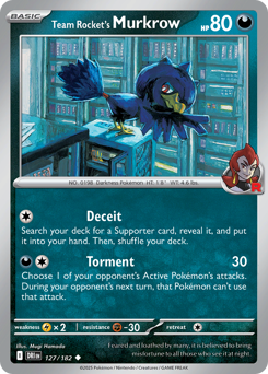 Team Rocket's Murkrow z edície Destined Rivals, karta č.127