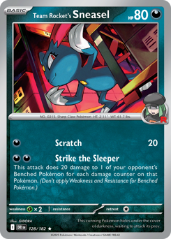 Team Rocket's Sneasel z edície Destined Rivals, karta č.128