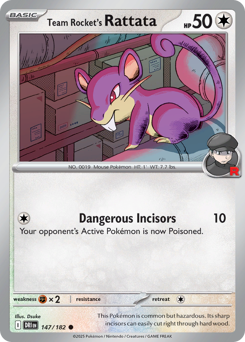 Team Rocket's Rattata z edície Destined Rivals, karta č.147