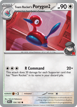 Team Rocket's Porygon2 z edície Destined Rivals, karta č.154