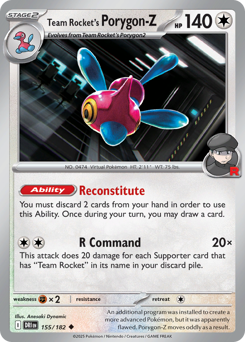 Team Rocket's Porygon-Z z edície Destined Rivals, karta č.155