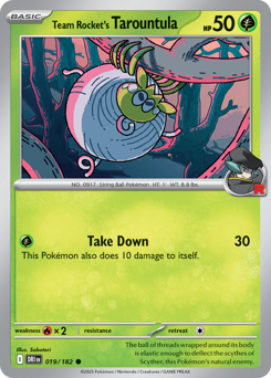 Team Rocket's Tarountula z edície Destined Rivals, karta č.19