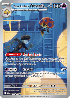 Team Rocket's Orbeetle z edície Destined Rivals, karta č.198